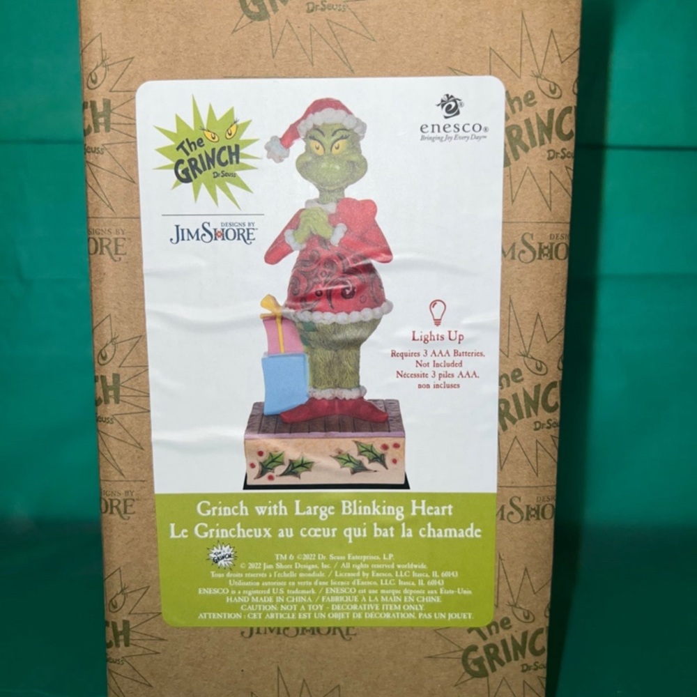 Enesco Jim Shore Grinch with Large Blinking Heart.